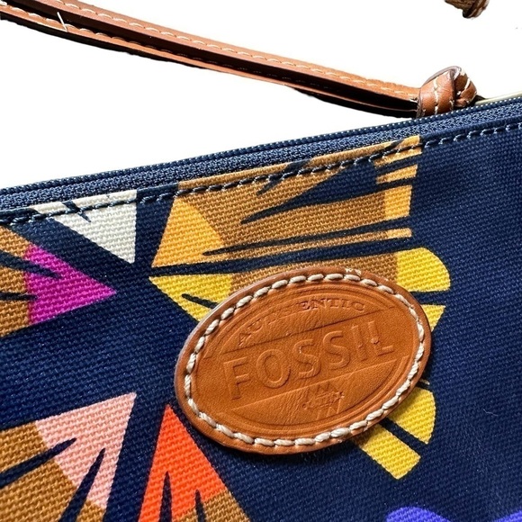 Fossil Key-Per Crossbody Handbag Blue Multi Coated Canvas - Picture 5 of 9